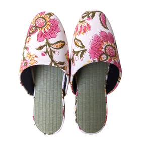 Tatami-Blockdruck-Blumenpantoffeln